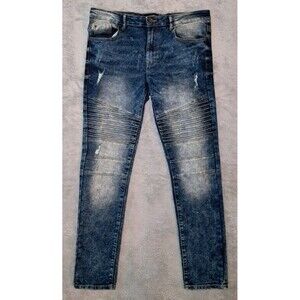 Southpole Men's Blue Wash Jeans Skinny Size 34x32 Measures 34x31 Grunge